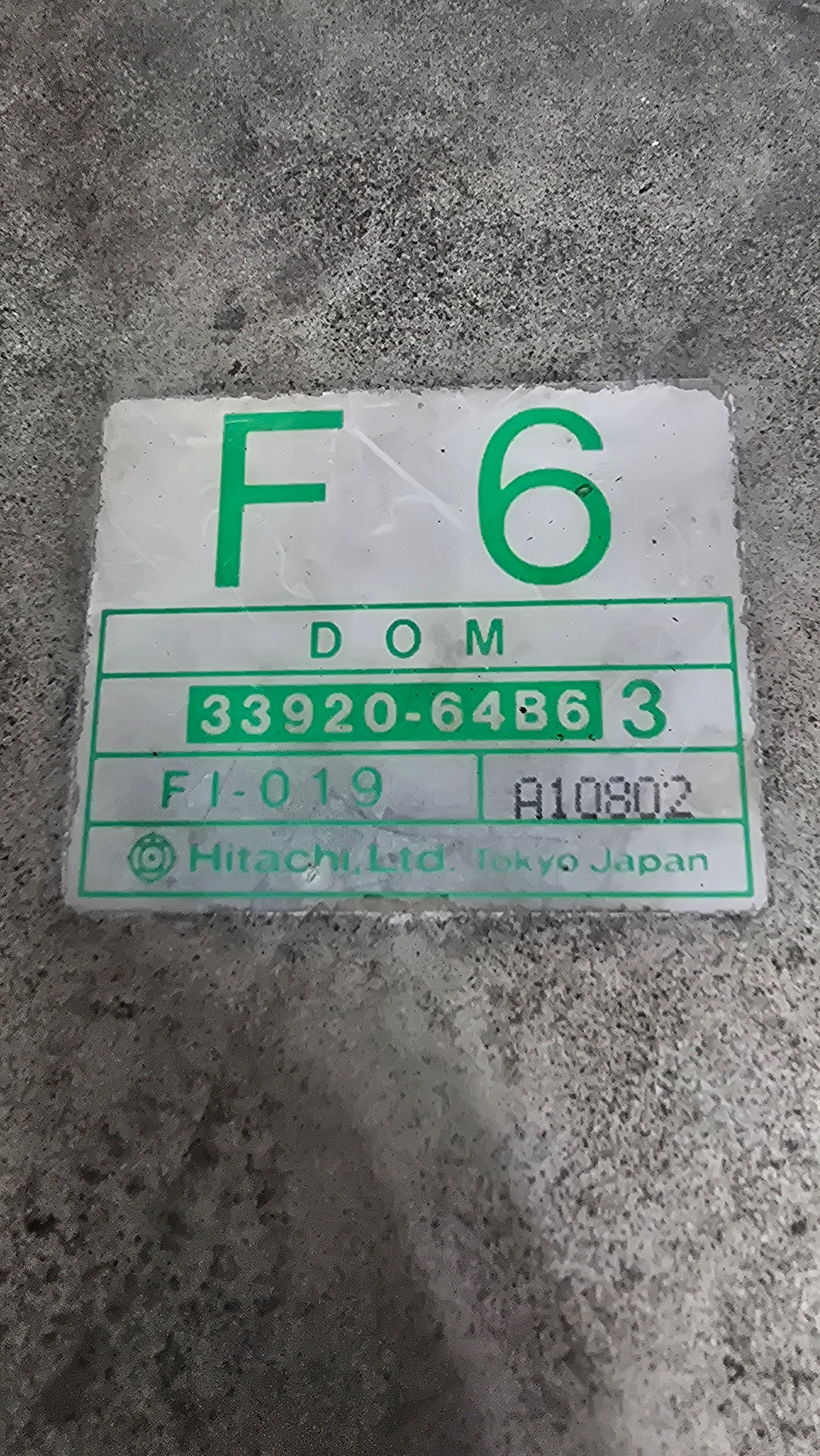 Suzuki Swift Cultus F6 (JDM spec) ECU F6 33920-64B63